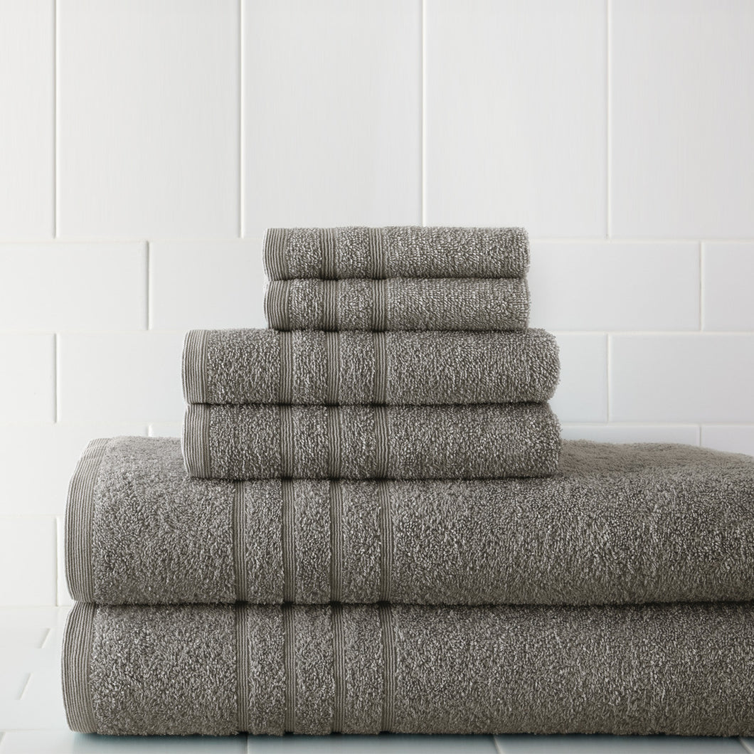 600 GSM Spa Collection 100% Cotton 6 piece solid towel set Silver