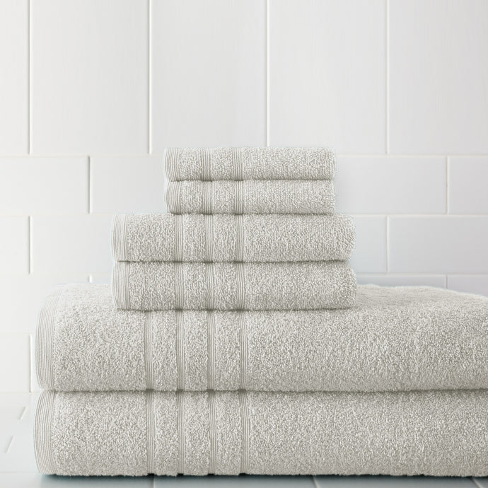 600 GSM Spa Collection 100% Cotton 6 piece solid towel set White