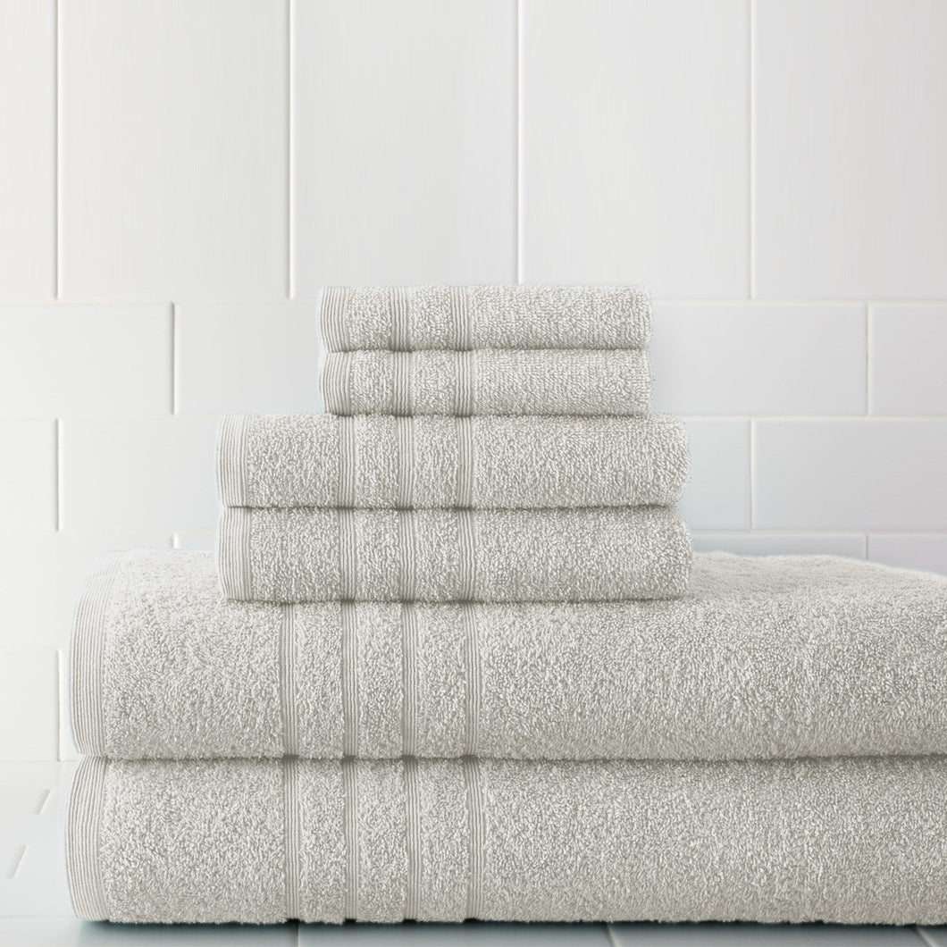 600 GSM Spa Collection 100% Cotton 6 piece solid towel set White