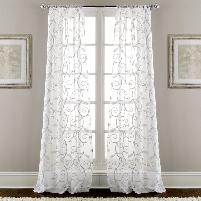 2 Pack 37 x 84 inch EmbroideRed Sheet panel curtains Gray