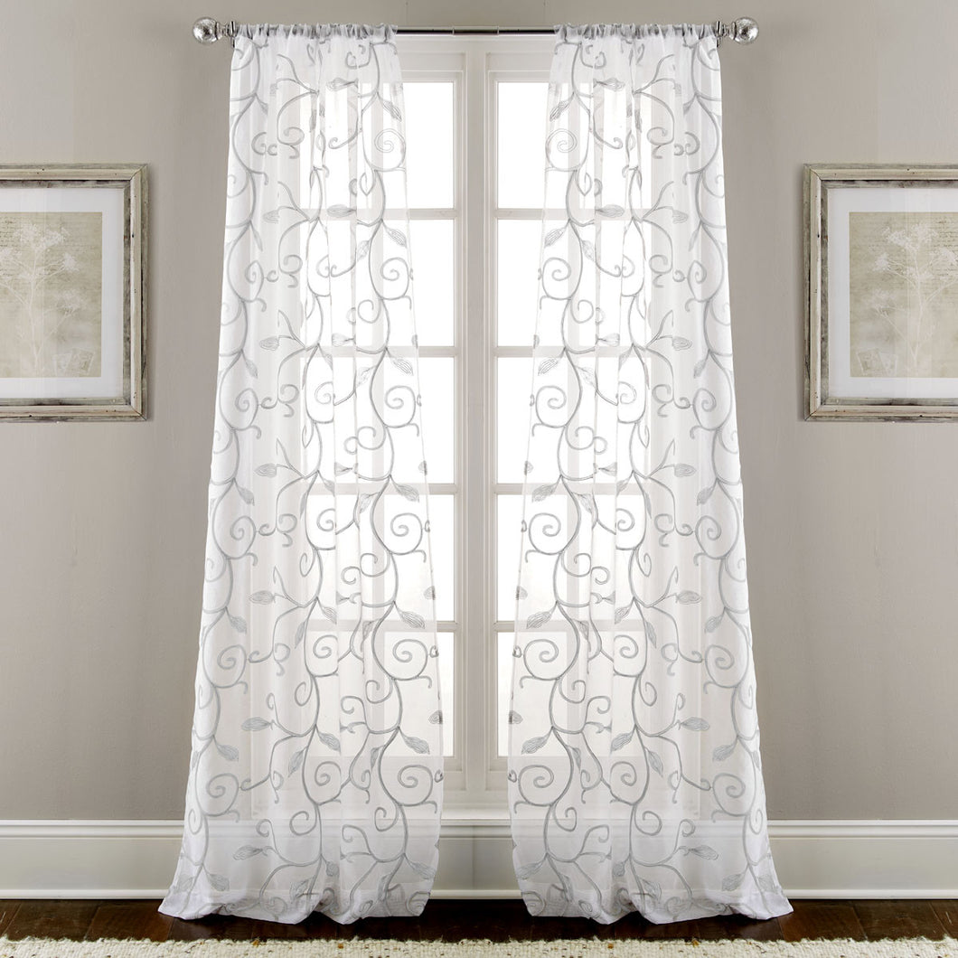 2 Pack 37 x 84 inch EmbroideRed Sheet panel curtains Gray