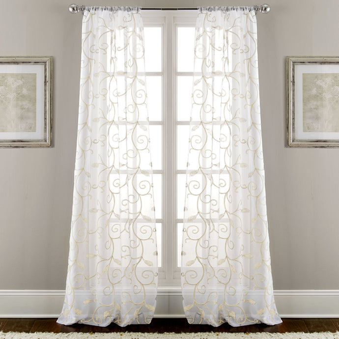 2 Pack 37 x 84 inch EmbroideRed Sheet panel curtains Ivory