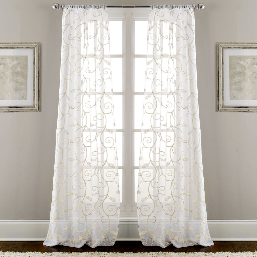 2 Pack 37 x 84 inch EmbroideRed Sheet panel curtains Ivory