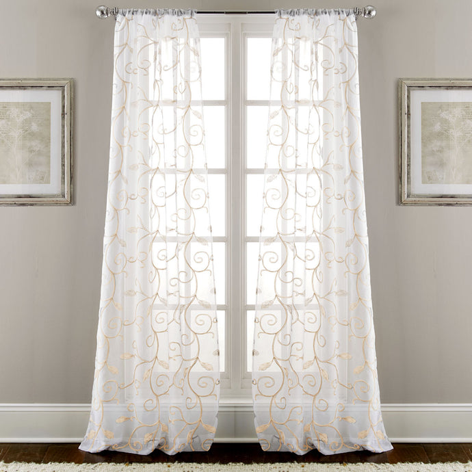2 Pack 37 x 84 inch EmbroideRed Sheet panel curtains Taupe
