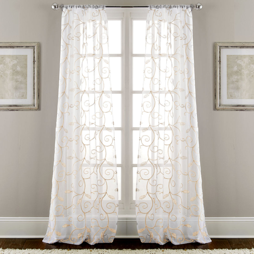 2 Pack 37 x 84 inch EmbroideRed Sheet panel curtains Taupe