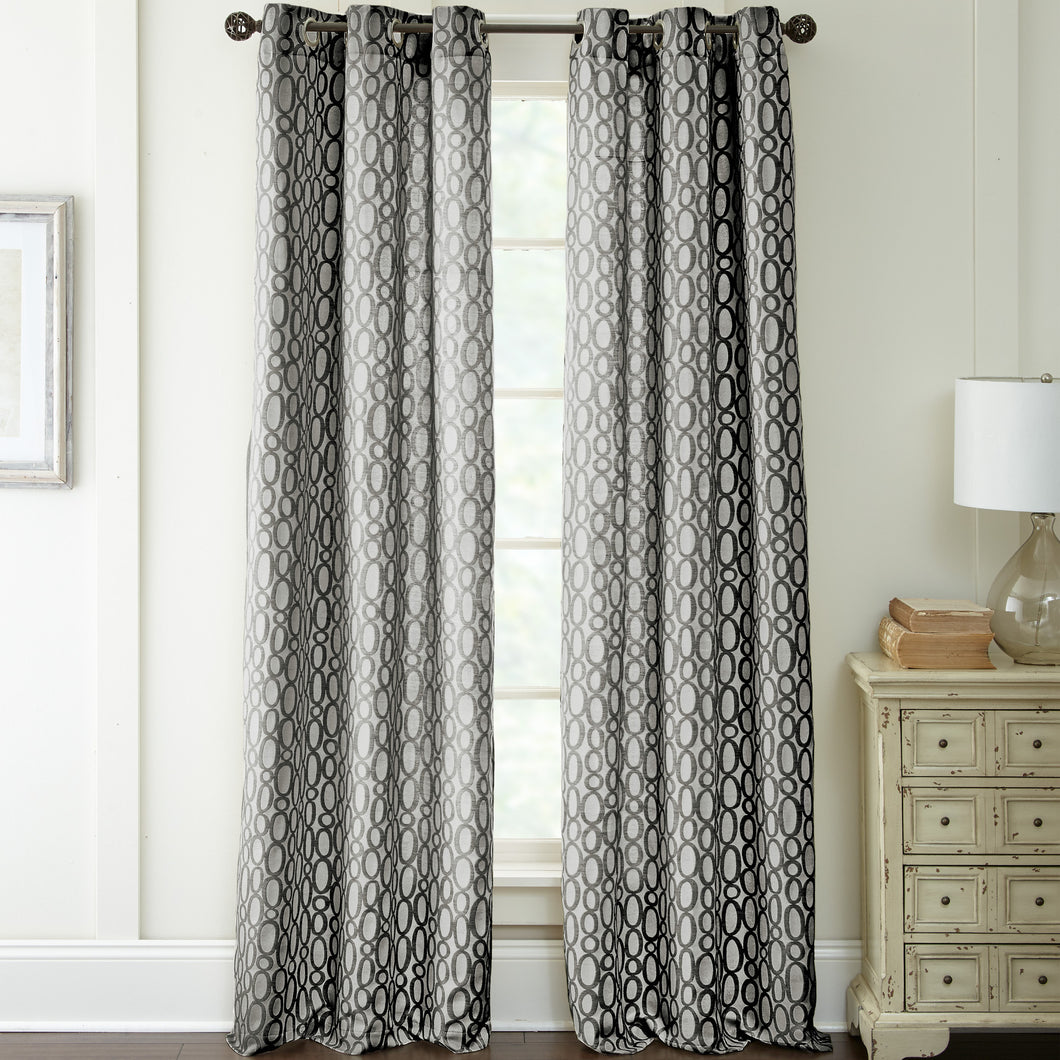 2 Pack Jacquard curtain Set - Black