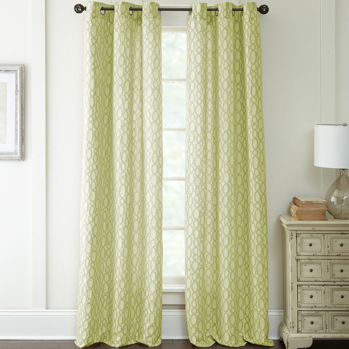 2 Pack Jacquard curtain Set - Lime