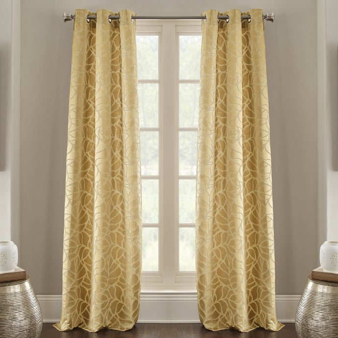 2 Pack Jacquard curtain Set - Pencil leaf Suede