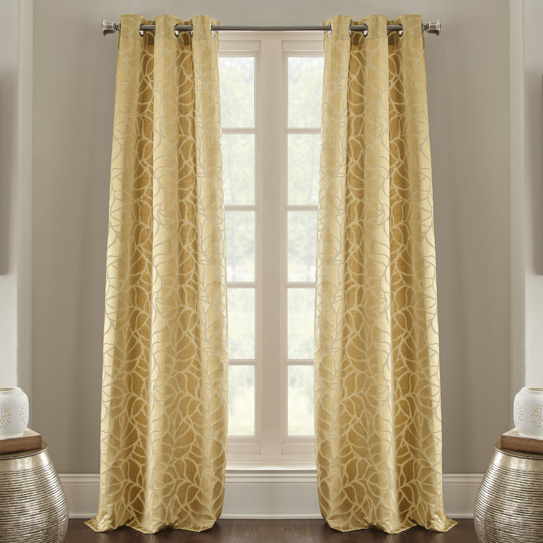2 Pack Jacquard curtain Set - Pencil leaf Suede
