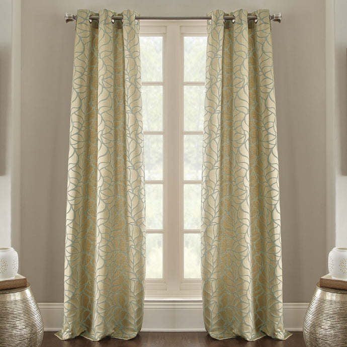 2 Pack Jacquard curtain Set - Pencil leaf Sage