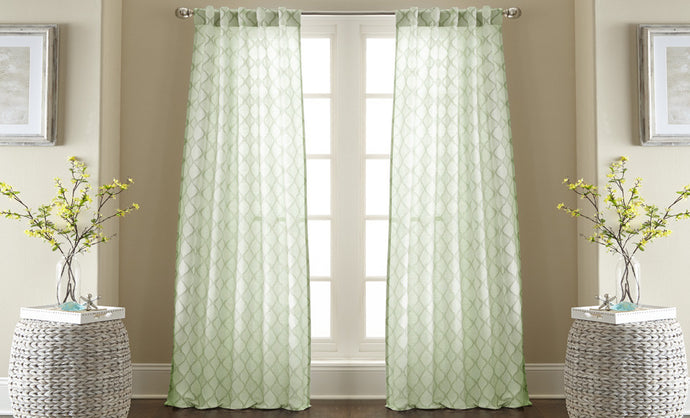 2 Pack Jacquard curtain Set - Seafoam