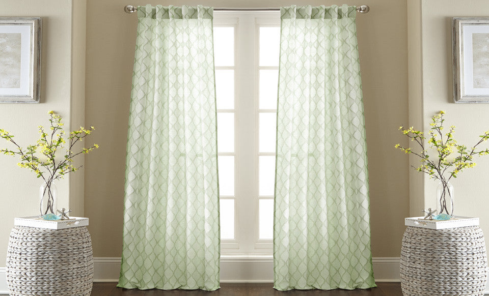 2 Pack Jacquard curtain Set - Seafoam