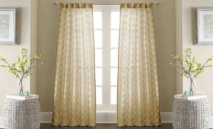 2 Pack Jacquard curtain Set - Taupe