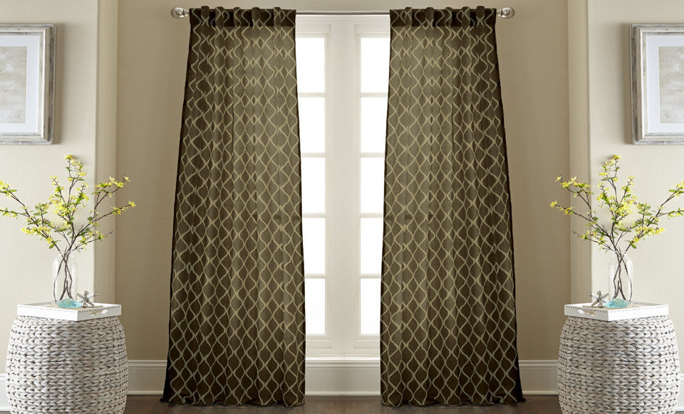 2 Pack Jacquard curtain Set - Chocolate