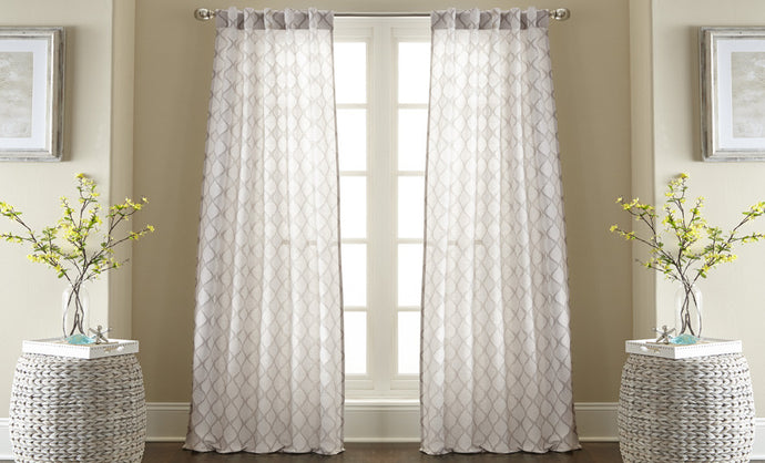 2 Pack Jacquard curtain Set - White