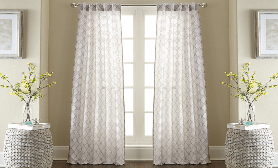 2 Pack Jacquard curtain Set - White
