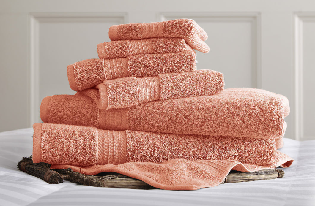 650 GSM Luxury Spa Collection 6 pc 100% Cotton towel sets Coral