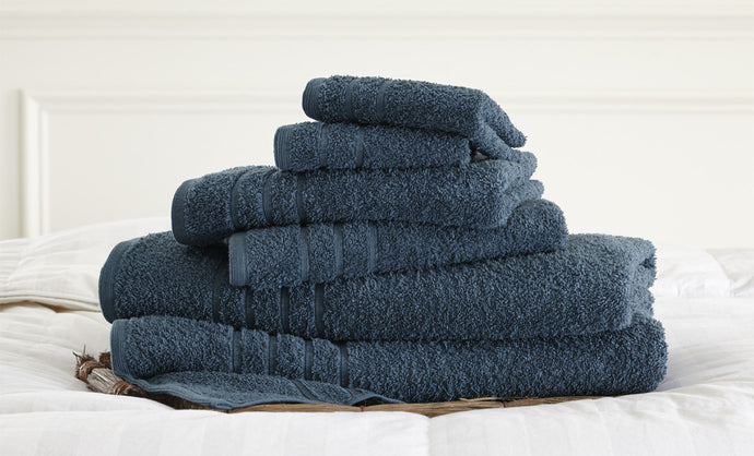 600 GSM Spa Collection 100%  Cotton 6 piece solid towel set Denim
