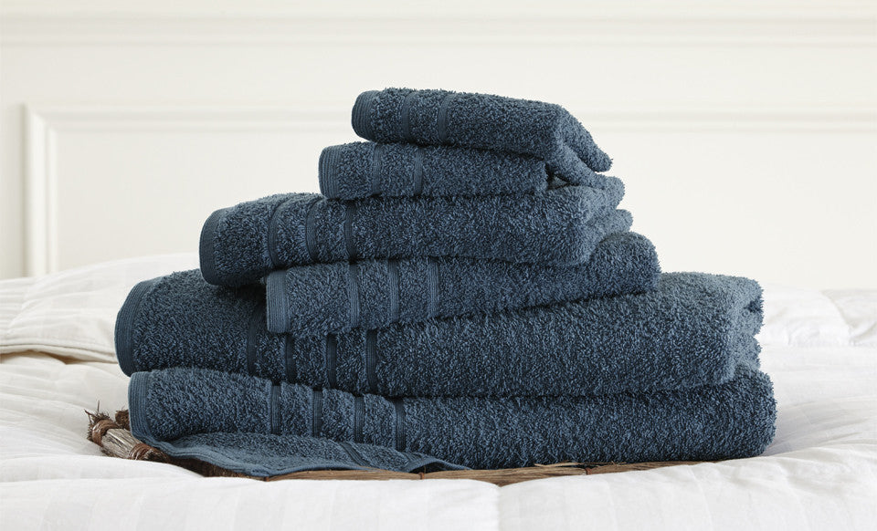 600 GSM Spa Collection 100%  Cotton 6 piece solid towel set Denim