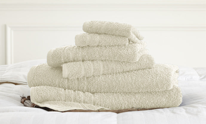600 GSM Spa Collection 100%  Cotton 6 piece solid towel set Ivory