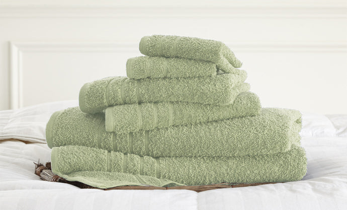 600 GSM Spa Collection 100%  Cotton 6 piece solid towel set Jade