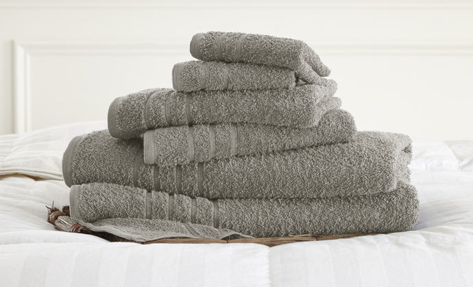 600 GSM Spa Collection 100%  Cotton 6 piece solid towel set Silver