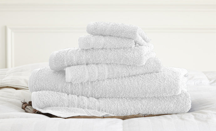 600 GSM Spa Collection 100%  Cotton 6 piece solid towel set White