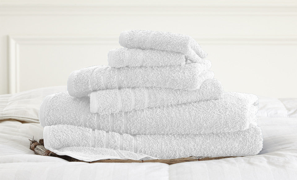 600 GSM Spa Collection 100%  Cotton 6 piece solid towel set White