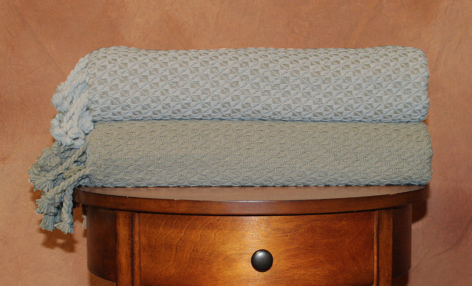 2 Pack 100% Cotton throws - Mosaic - Ivory/Taupe