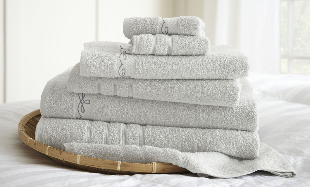6 piece embroidered egyptian cotton towel set - Vintage Ribbon - White