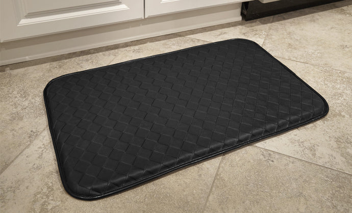 Classic basketweave kitchen memory foam mats - Black
