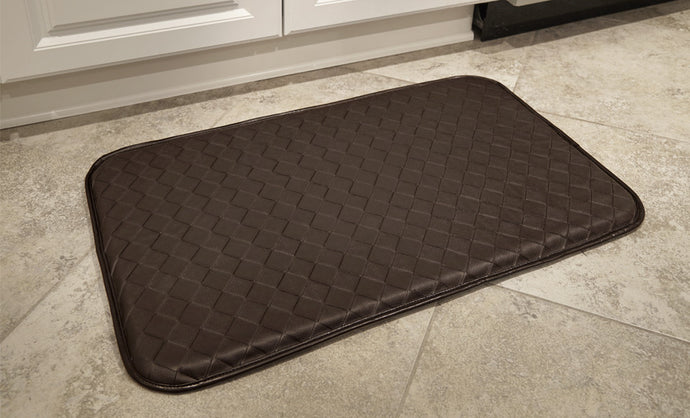 Classic basketweave kitchen memory foam mats - Chocolate