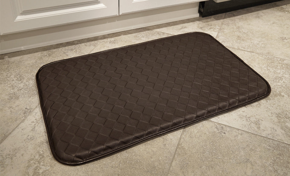 Classic basketweave kitchen memory foam mats - Chocolate
