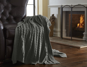 100% Cotton Oversized Sweater knit throws Gray