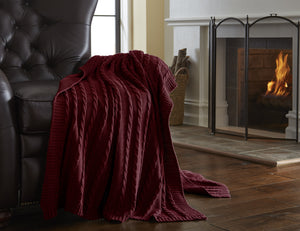 100% Cotton Oversized Sweater knit throws Red