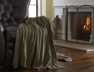 100% Cotton Oversized Sweater knit throws Taupe