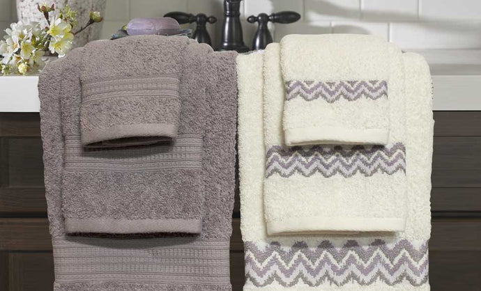 600 GSM 100% egyptian cotton 6 piece towel set with Chevron border Mauve
