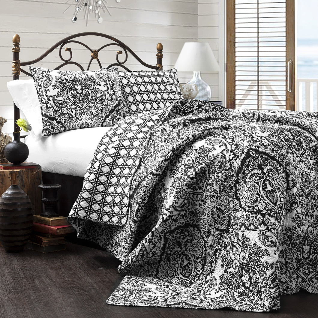 Aubree 3-pc Charcoal Quilt Set Full/Queen