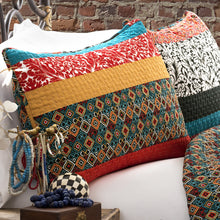 Bohemian Stripe 3pc Turquoise/Tangerine Quilt King