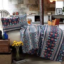 Navajo 3pc Quilt Navy/Turquoise Full/Queen