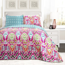Jaipur Ikat Quilts Fuchsia 3 Piece Set Full/ Queen
