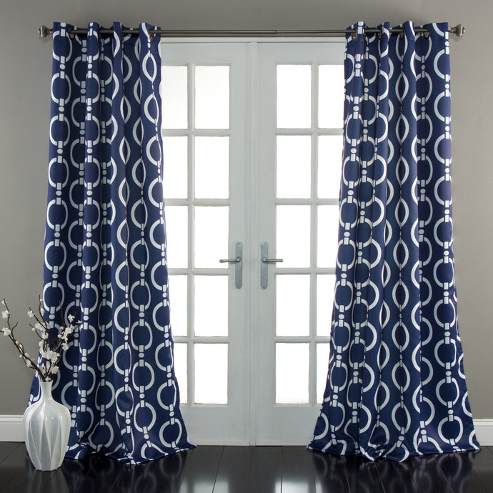 Chainlink Window Curtains Navy Set