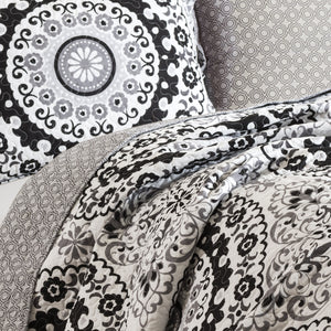 Laurelwood Quilt Grey/Black 3pc Set King