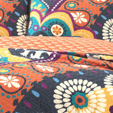 Maya Quilt Orange/ Navy 3pc Set Full/ Queen