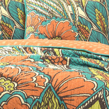 Elena Quilt Turquoise/ Orange 3pc Set Full/ Queen