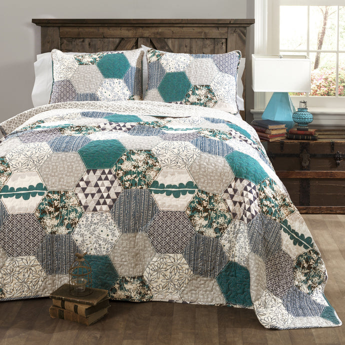 Briley Quilt Turquoise 3Pc King