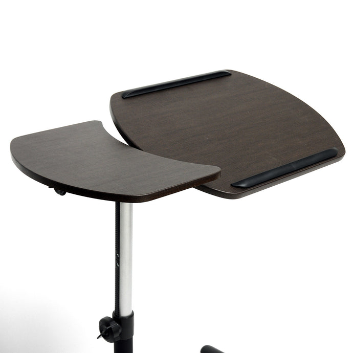 Baxton Studio Olsen Brown Wheeled Laptop Tray Table with Tilt Control