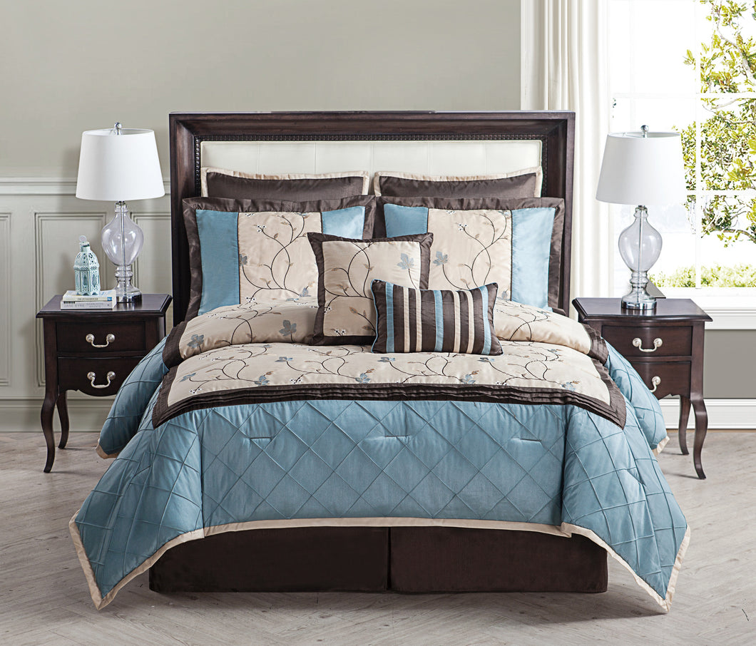 Alexandria 8 Piece Queen Comforter Set In Blue