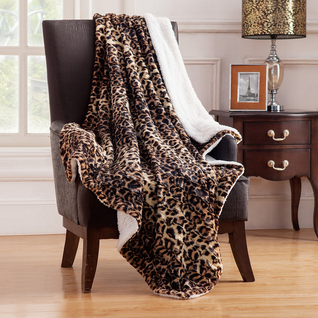 Animal Faux Fur Throw In 50X60 In Brown