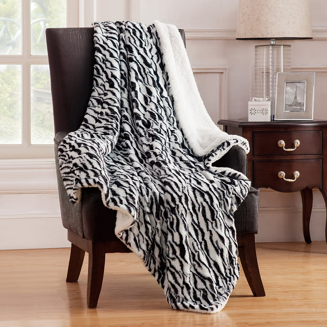 Animal Faux Fur Throw In 50X60 In Black